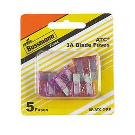 EATON BUSSMANN Automotive Fuse, ATC Series, 3A, 32V DC, Non-Indicating BP/ATC-3-RP